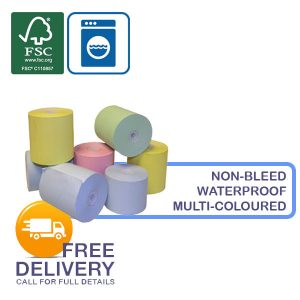 76mm x 76mm Indelible (Non-Bleed) Laundry Receipt Rolls